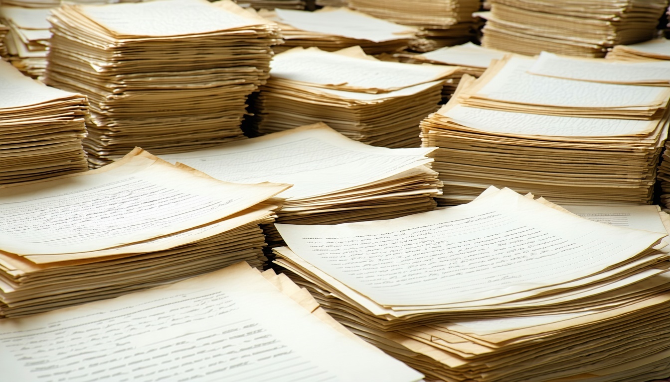 a pile of documents from a historic archive like index cards registry index cards other documents-1
